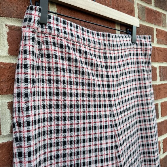 Sanctuary Carnaby Kick Crop Pants Large Plaid Tan Black Red Pull On - Picture 3 of 12